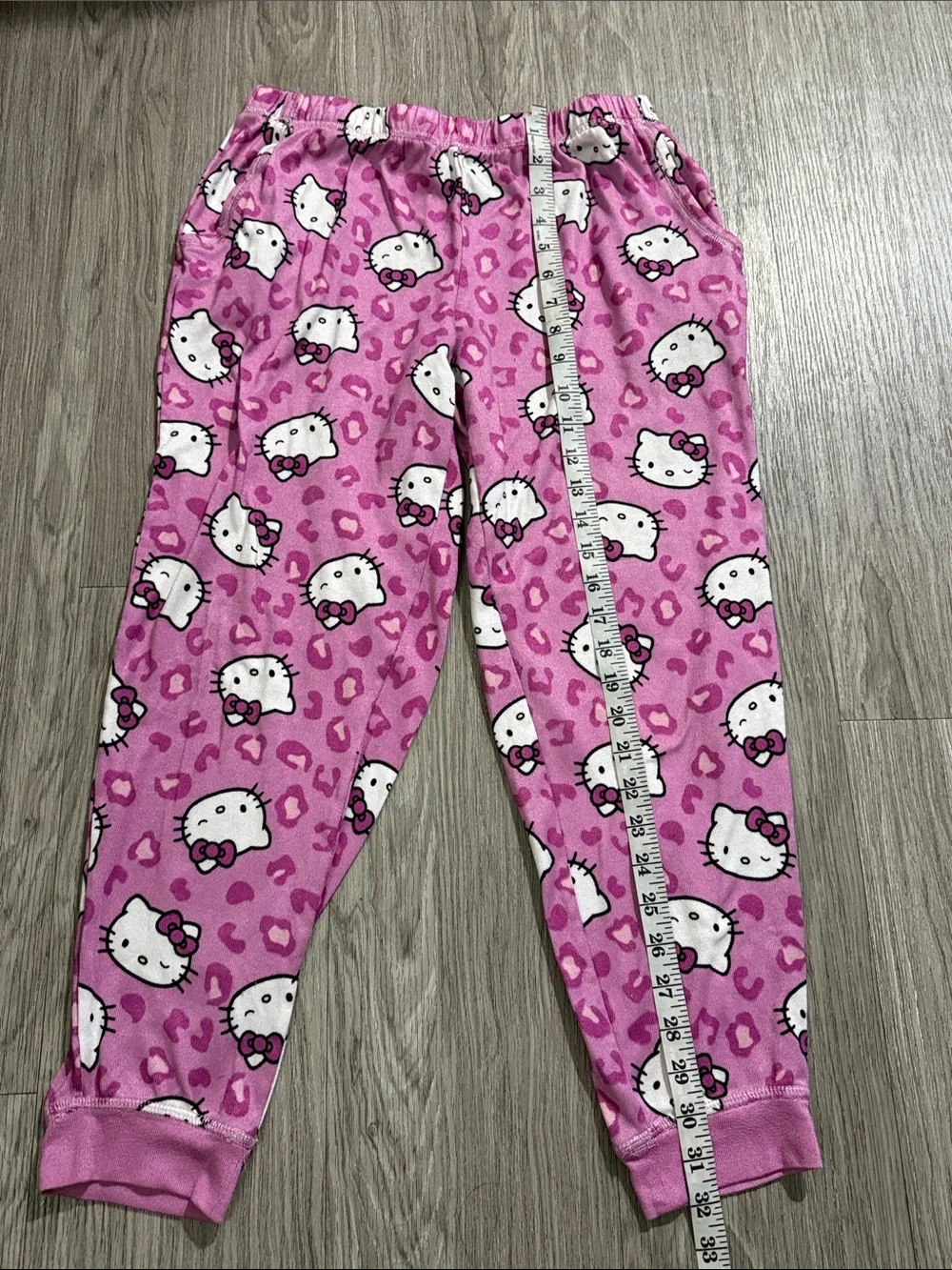 Hello Kitty Pink Allover Print Fleece Pajama Pants Sz M 8-10